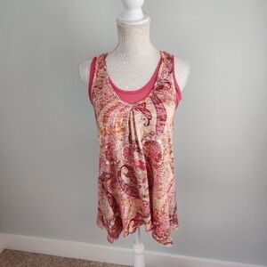 Cha Cha Vente Sleeveless Scoop Neck Lined Paisley Print Top Size Small